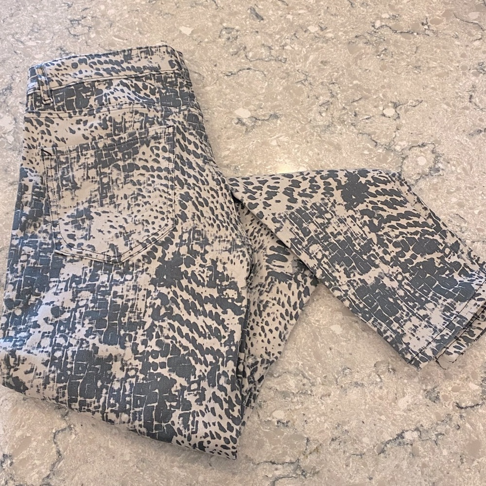 Faux snakeskin denim (navy and cream) 8Long